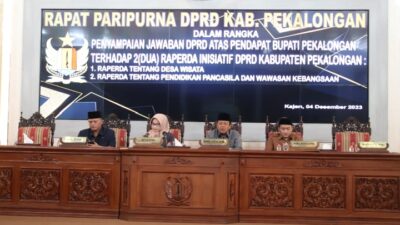 DPRD Kabupaten Pekalongan Berikan Jawaban Atas Pendapat Bupati Terhadap Dua Raperda